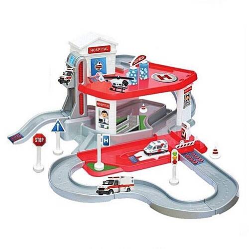 2-Storey Hospital Garage Set and Mega Track Playset - 1