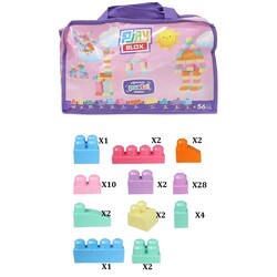 2915 Play Blox Pastel Block Building Toys 56 Pieces with Storage Bag for Ages 1 and Above - 5