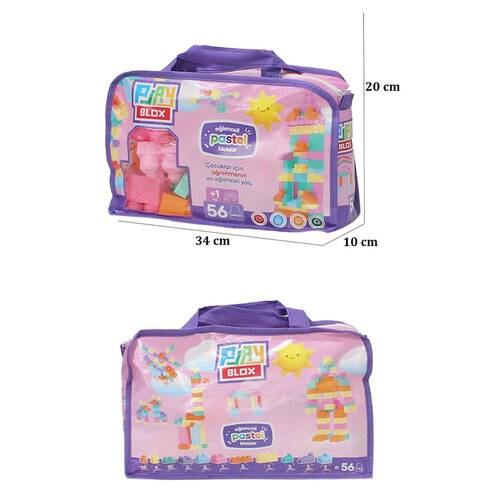 2915 Play Blox Pastel Block Building Toys 56 Pieces with Storage Bag for Ages 1 and Above - 8