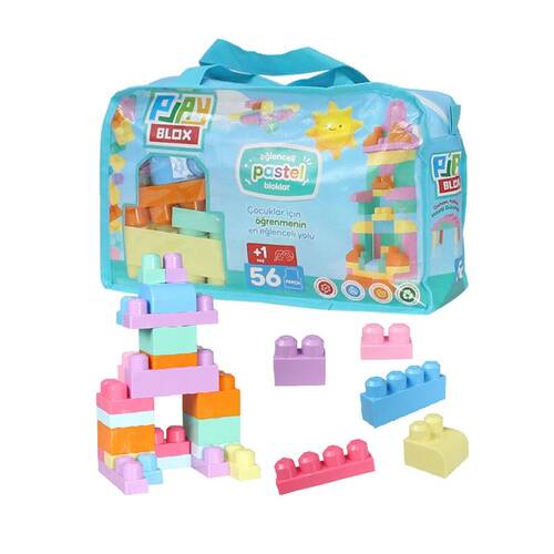 2915 Play Blox Pastel Block Building Toys 56 Pieces with Storage Bag for Ages 1 and Above - 10