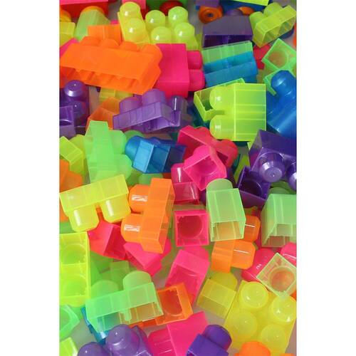 2939 Play Blox Neon Block Building Toys 83 Pieces with Storage Bag for Ages 1 and Above - 4