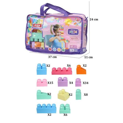 2946 Play Blox Pastel Block Building Toys 83 Pieces with Storage Bag for Ages 1 and Above - 8