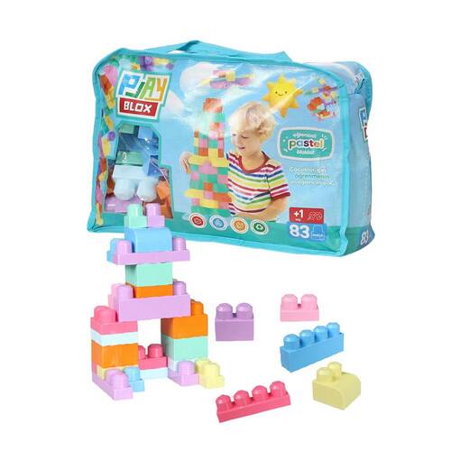 2946 Play Blox Pastel Block Building Toys 83 Pieces with Storage Bag for Ages 1 and Above - 9