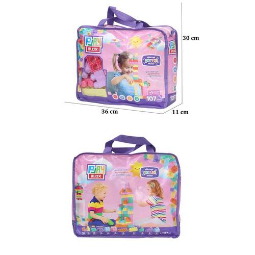 2977 Play Blox Pastel Block Building Toys 107 Pieces with Storage Bag for Ages 1 and Above - 7