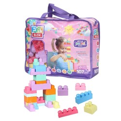 2977 Play Blox Pastel Block Building Toys 107 Pieces with Storage Bag for Ages 1 and Above - 10