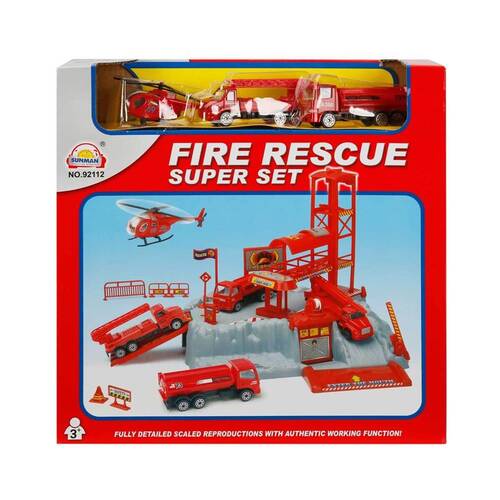 3 Vehicle Playset Construction, Military, Fire Department - 2