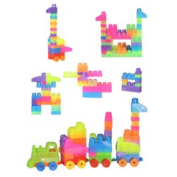 3028 Play Blox Neon Block Building Toys 266 Pieces with Storage Bag for Ages 1 and Above - 6