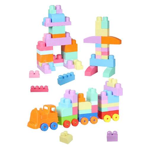 3035 Play Blox Pastel Block Building Toys 266 Pieces, with Storage Bag, for Ages 1 and Above - 2