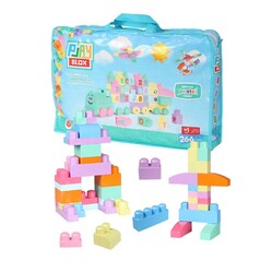 3035 Play Blox Pastel Block Building Toys 266 Pieces, with Storage Bag, for Ages 1 and Above - 5