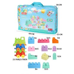 3035 Play Blox Pastel Block Building Toys 266 Pieces, with Storage Bag, for Ages 1 and Above - 7