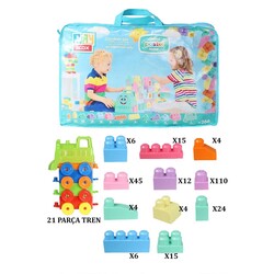 3035 Play Blox Pastel Block Building Toys 266 Pieces, with Storage Bag, for Ages 1 and Above - 8