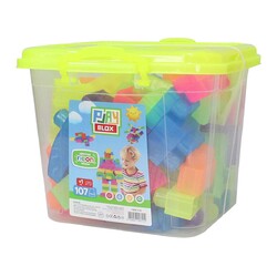 3110 Play Blox Neon Block Building Toys 107 Pieces with Bucket for Ages 1 and Above - 9