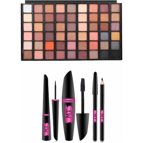 54-Piece Eyeshadow Palette + 3-Piece Mascara + Eyeliner + Eyeliner Set - 1