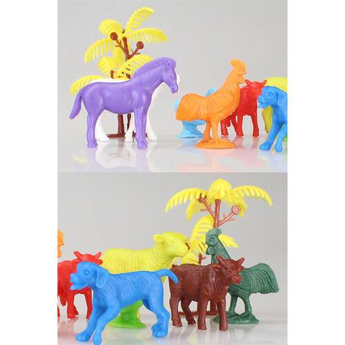 676 Toy Play 12 Piece Colorful Mini Farm Animals Figure Set 4-6 cm - 5