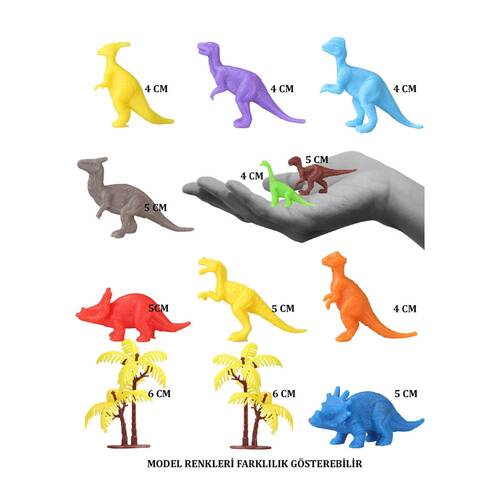 683 Toy Play 12 Piece Colorful Mini Dinosaur Figure Set 4-6 cm - 2