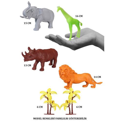 690 Toy Play 6 Piece Colorful Safari Animals Figure Set 13-16 cm - 2