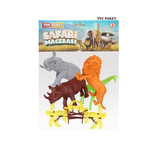 690 Toy Play 6 Piece Colorful Safari Animals Figure Set 13-16 cm - 3