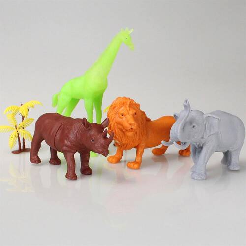 690 Toy Play 6 Piece Colorful Safari Animals Figure Set 13-16 cm - 5