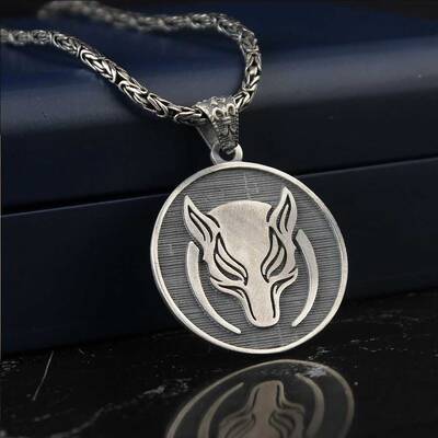 925 Sterling Silver Men's Necklace with King Chain Börü Symbol - 1