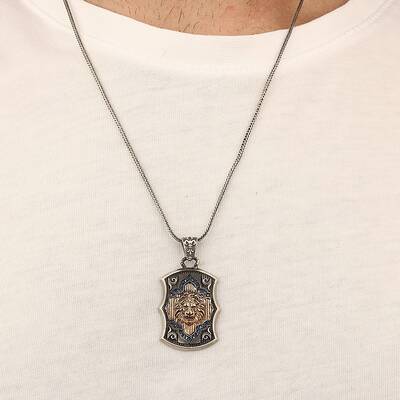 925 Sterling Silver Men's Necklace with Lion Symbol - 2