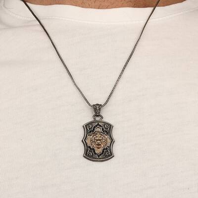 925 Sterling Silver Men's Necklace with Lion Symbol - 2