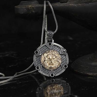 925 Sterling Silver Men's Necklace with Lion Symbol - 1