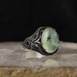 925 Sterling Silver Men's Ring with Jade Stone - 1