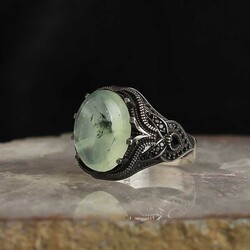 925 Sterling Silver Men's Ring with Jade Stone - 2