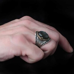 925 Sterling Silver Men's Ring with Labradorite Stone - 3