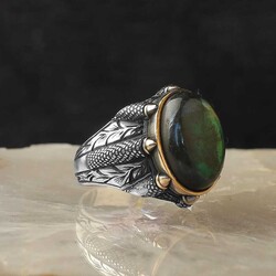 925 Sterling Silver Men's Ring with Labradorite Stone - 2