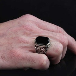 925 Sterling Silver Men's Ring with Onyx Stone - 3