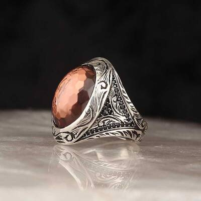 925 Sterling Silver Men's Ring with Pietersite Stone - 1