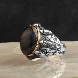 925 Sterling Silver Men's Ring with Pietersite Stone - 1