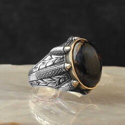 925 Sterling Silver Men's Ring with Pietersite Stone - 2