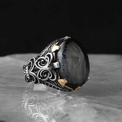 925 Sterling Silver Men's Ring with Pietersite Stone - 2