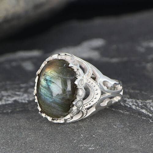 925 Sterling Silver Men's Ring with Pietersite Stone - 2