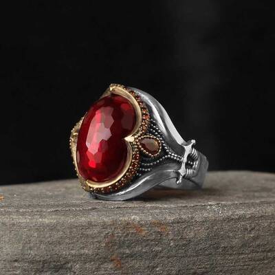 925 Sterling Silver Men's Ring with Zircon Stone - 2