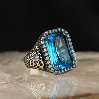 925 Sterling Silver Men's Ring with Zircon Stone - 1