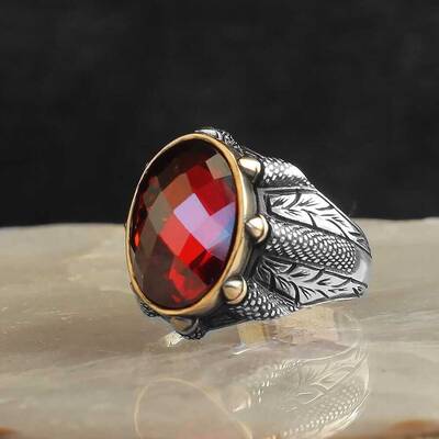 925 Sterling Silver Men's Ring with Zircon Stone - 1