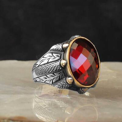 925 Sterling Silver Men's Ring with Zircon Stone - 2