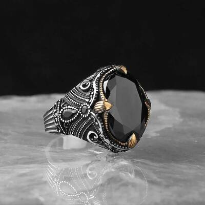 925 Sterling Silver Men's Ring with Zircon Stone - 2