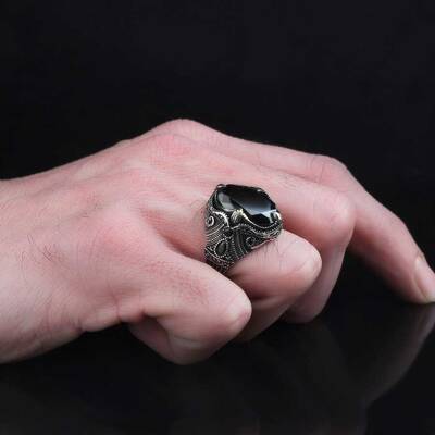 925 Sterling Silver Men's Ring with Zircon Stone - 3