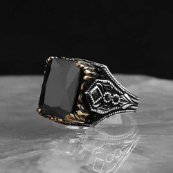 925 Sterling Silver Men's Ring with Zircon Stone - 1