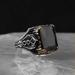 925 Sterling Silver Men's Ring with Zircon Stone - 2