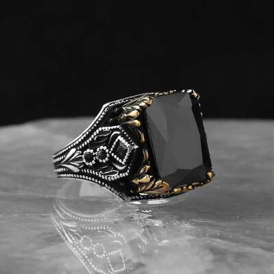 925 Sterling Silver Men's Ring with Zircon Stone - 2