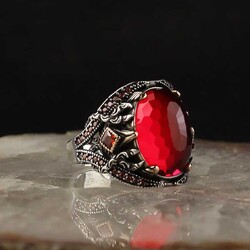 925 Sterling Silver Men's Ring with Zircon Stone - 1