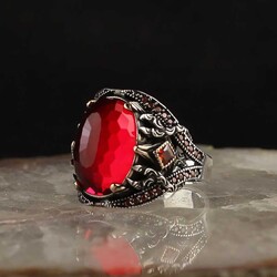 925 Sterling Silver Men's Ring with Zircon Stone - 2