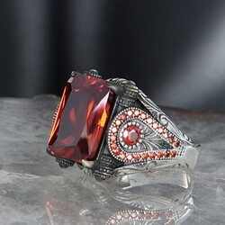 925 Sterling Silver Men's Ring with Zircon Stone - 3