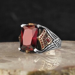 925 Sterling Silver Men's Ring with Zircon Stone - 1