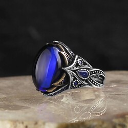 925 Sterling Silver Men's Ring with Zircon Stone - 1